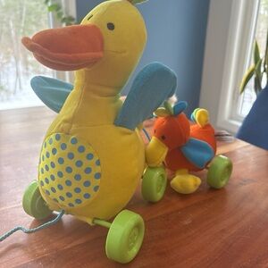 Plush Pull-Along Duck Toy in Yellow and Orange - Brand Mamas & Papas